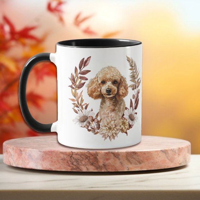 Apricot Poodle Dog Herbstkranz Tasse (Von Creator hochgeladen)