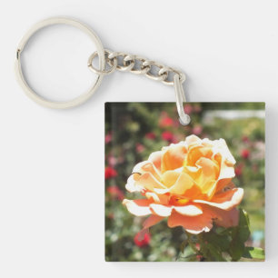 Apricot-Rose Akryllischer Schlüsselanhänger
