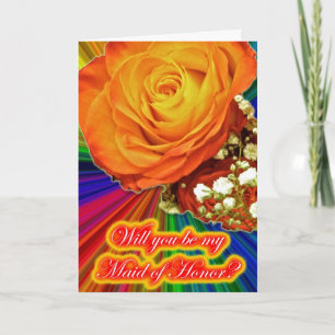 Apricot Rose Rainbow Trauzeugin Request Card Einladung