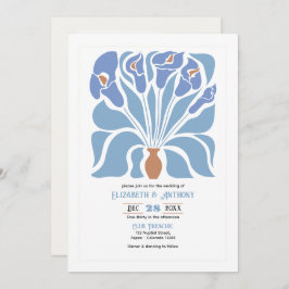 Apricot & Sky Blue Abstract Floral Boho Wedding Einladung