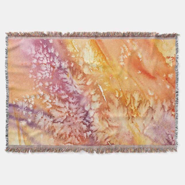 APRICOT SORBET Abstrakte Wasserfarbe Decke (Vorderseite)