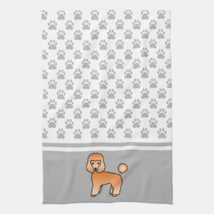 Apricot Toy Poodle Hund und Graupaws Muster Geschirrtuch