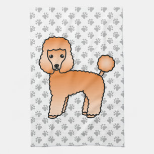Apricot Toy Poodle Niedlicher Cartoon Dog Geschirrtuch