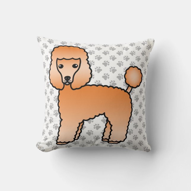 Apricot Toy Poodle Niedlicher Cartoon Dog Kissen (Vorderseite)
