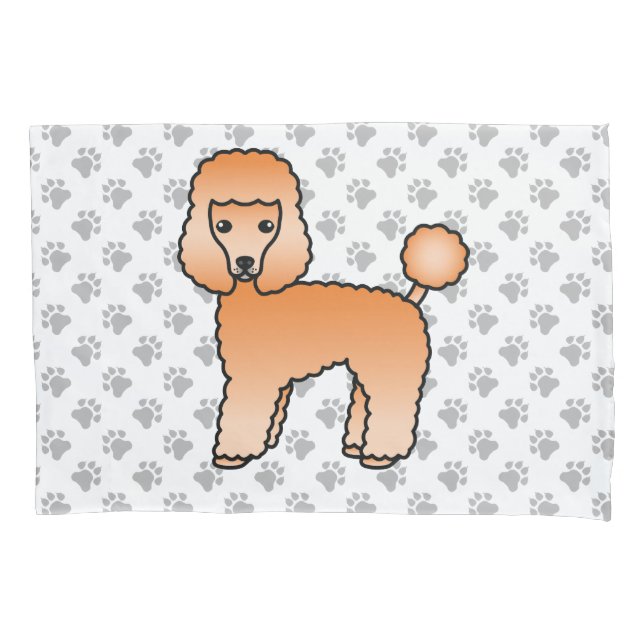 Apricot Toy Poodle Niedlicher Cartoon Dog Kissenbezug (Vorderseite)