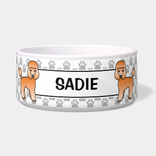 Apricot Toy Poodle Niedlicher Cartoon Dog & Name Napf