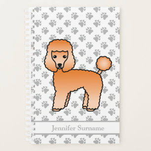 Apricot Toy Poodle Niedlicher Cartoon Dog & Text Planer