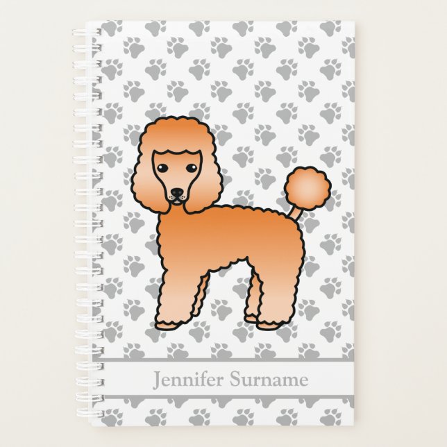 Apricot Toy Poodle Niedlicher Cartoon Dog & Text Planer (Vorderseite)