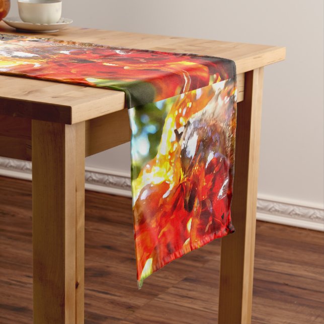 Apricot Tree Leaked Resin Abstrakt Abstrakt Painti Kurzer Tischläufer (Beispiel)