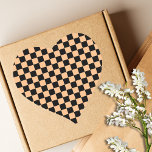 Apricot und Black Checkered Vintag Herz-Aufkleber<br><div class="desc">Apricot und Black Checkered Vintag</div>