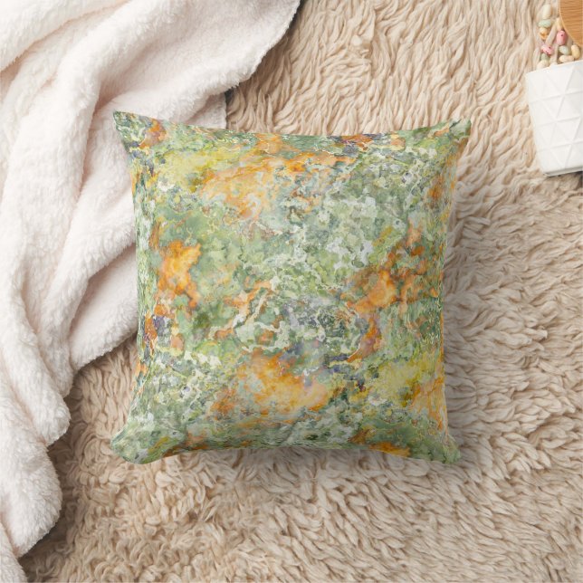 Apricot und Moss Green Seamless Watercolor Splash Kissen (Decke)