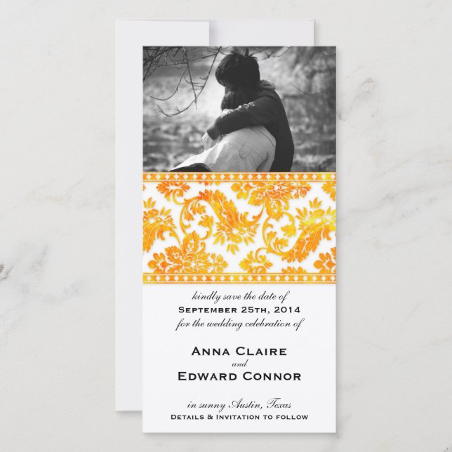 Apricot Vintag Damask Lace Save the Date (Vorderseite)