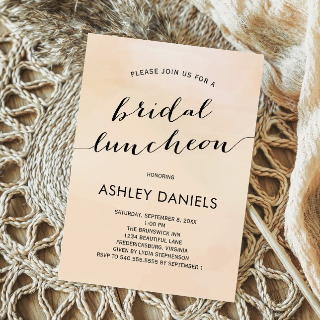 Apricot Watercolor Bridal Luncheon Einladung (Von Creator hochgeladen)