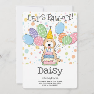Apricot White Cockapoo Cavapoo Dog Birthday Party Einladung
