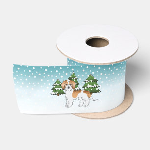 Apricot & White Mini Goldendoodle Winterwald Satinband