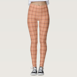 Apricot White Plaid Classic Pattern Bright Leggings