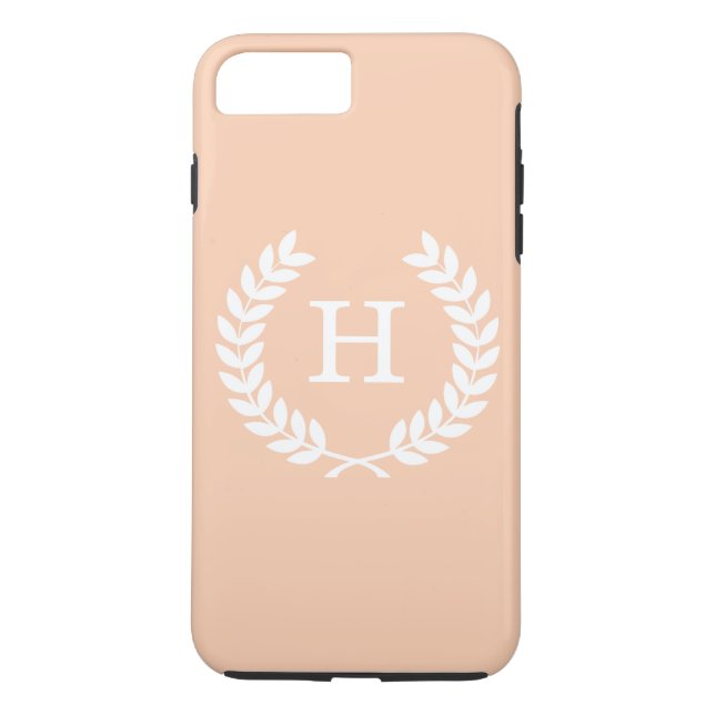 Apricot White Wheat Laurel Wreath Initial Monogram Case-Mate iPhone Hülle (Rückseite)