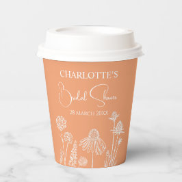 Apricot-Wildblumen gezeichnetes Brautparty Pappbecher