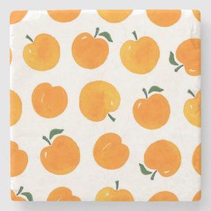 Apricots Aquarell Weißer Hintergrund Vintag Steinuntersetzer