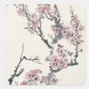 Aprikose Quadratischer Aufkleber