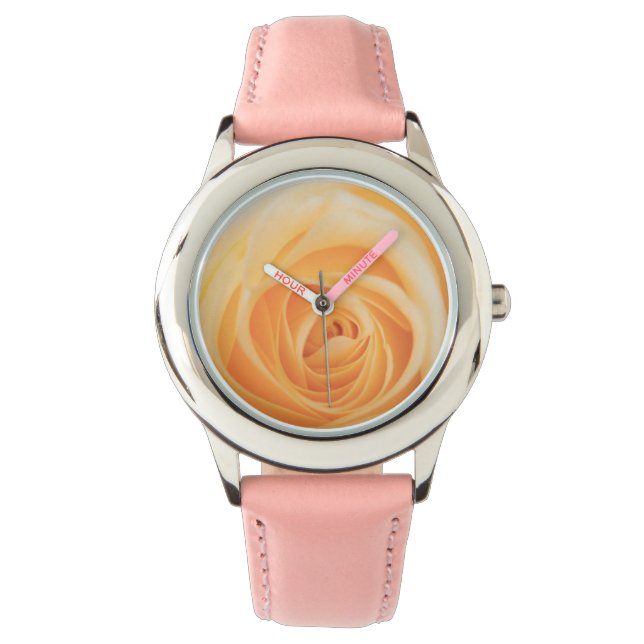 Aprikose-Rose Armbanduhr (Vorderseite)