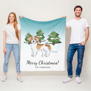 Aprikose & Weiß Mini Goldendoodle Winterwald Fleecedecke
