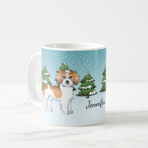 Aprikose & Weiß Mini Goldendoodle Winterwald Kaffeetasse