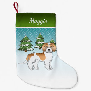 Aprikose & Weiß Mini Goldendoodle Winterwald Kleiner Weihnachtsstrumpf
