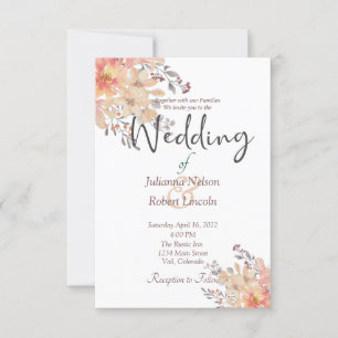 Aprikosen-Aquarell-Blumen-Hochzeitseinladung Einladung