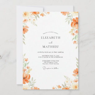 Aprikosen-Aquarell-Blüten-Hochzeit Einladung
