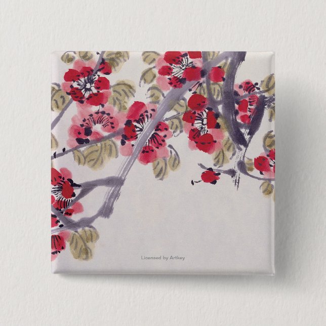 Aprikosen-Blüten Button (Vorderseite)