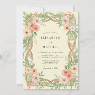 Aprikosen-Bronze-Ranunculus-Eukalyptus-Hochzeit Einladung