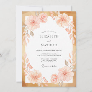 Aprikosen-Gold-Ranunculus-Eukalyptus-Hochzeit Einladung