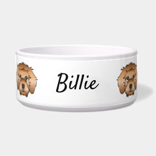 Aprikosen-Mini-Goldendoodle-Cartoon-Hundeköpfe & N Napf