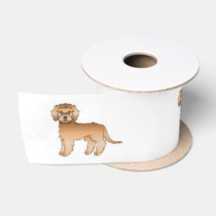 Aprikosen Mini Goldendoodle Süße Cartoon Hunde Satinband
