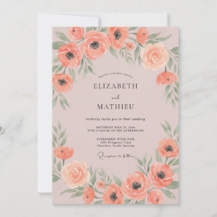 Aprikosen-Mohn-Kranz-Hochzeit Einladung