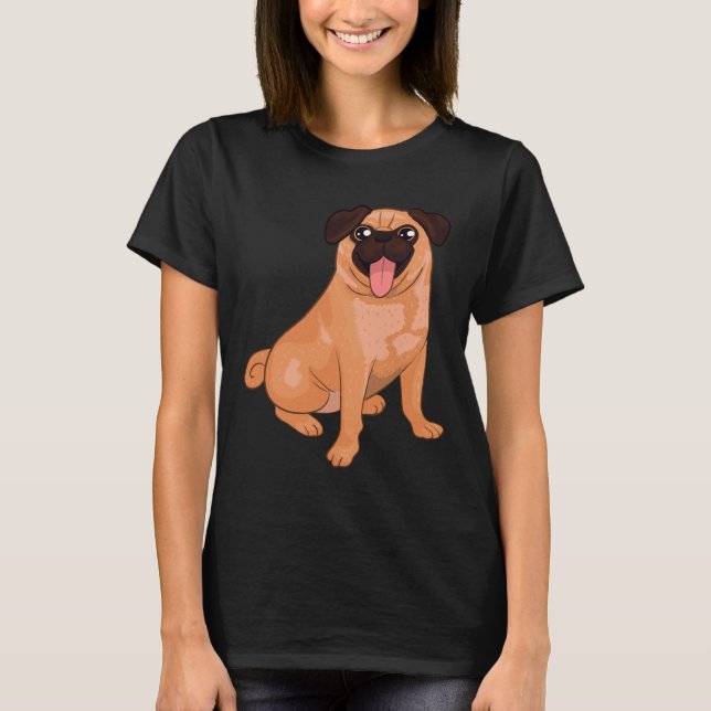 Aprikosen-Mops-Design 335 T-Shirt (Vorderseite)