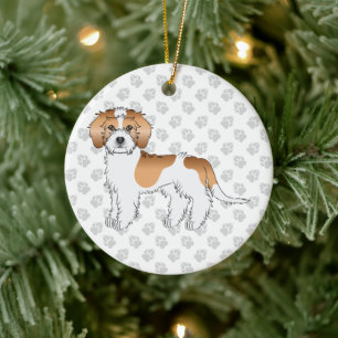 Aprikosen-Parti-Farben-Mini-Goldendoodle-Hund Keramik Ornament