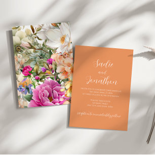 Aprikosen-Pfirsich-Frühlings-Blumen-Hochzeitseinla Einladung