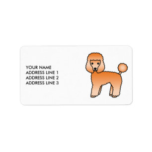 Aprikosen-Spielzeugpudel Süßer Cartoon-Hund & Text Adressaufkleber