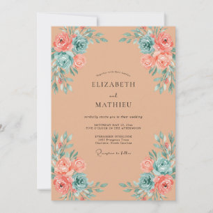 Aprikosen-Verzierte Bohemian-Hochzeit Einladung