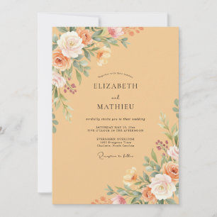 Aprikosen-Warmes Vintage-Hochzeit Einladung
