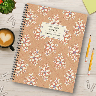 Aprikosenfarbene Florale Boho Texturierte StudentI Notizbuch