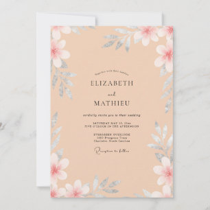 Aprikosenfarbene Gemalte Petal-Hochzeit Einladung