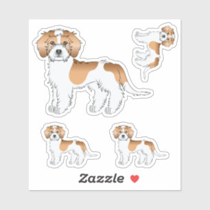 Aprikosenfarbene Parti-color Mini Goldendoodle Hun Aufkleber
