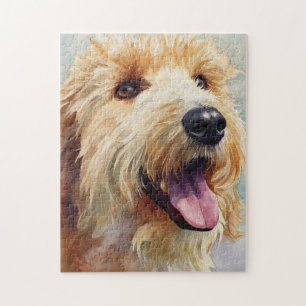 Aprikosenfarbener Goldendoodle-Wasserfarbenmalerei Puzzle