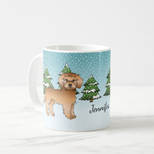 Aprikosenfarbener Mini Goldendoodle Hund in einem Kaffeetasse