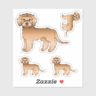 Aprikosenfarbener Mini Goldendoodle Süßer Cartoon- Aufkleber