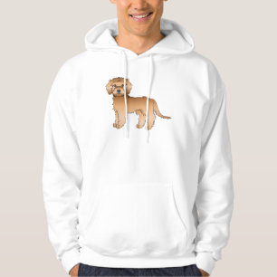 Aprikosenfarbener Mini Goldendoodle Süßer Cartoon- Hoodie