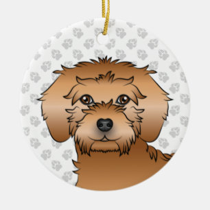 Aprikosenfarbener Mini Goldendoodle Süßer Cartoon- Keramik Ornament